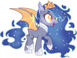 Size: 2682x2020 | Tagged: safe, artist:kurosawakuro, derpibooru import, oc, bat pony, pony, female, image, mare, offspring, parent:night guard, parent:princess luna, parents:guardluna, png, simple background, solo, transparent background