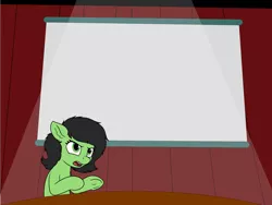 Size: 2000x1500 | Tagged: safe, artist:bandwidth, artist:smoldix, derpibooru import, oc, oc:anonfilly, unofficial characters only, pony, auditorium, female, filly, image, meme, png, presentation, simple background, soapbox, solo, stage, ted talk