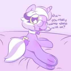 Size: 1500x1500 | Tagged: suggestive, artist:cushyhoof, derpibooru import, oc, oc:cushy dreams, unofficial characters only, pony, unicorn, bed, bowtie, butt, cute, female, fetish, glasses, hoof fetish, image, looking at you, mare, plot, png, solo, solo female, text