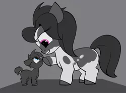 Size: 1762x1312 | Tagged: safe, artist:arume_lux, derpibooru import, oc, oc:inkenel, oc:oretha, unofficial characters only, earth pony, pony, boop, earth pony oc, eye clipping through hair, image, jpeg, looking at each other, macro, micro, size difference, smiling, smiling at each other