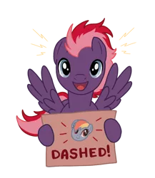 Size: 790x912 | Tagged: safe, anonymous artist, derpibooru import, rainbow dash, oc, oc:peppermint swirl, pegasus, pony, derpibooru exclusive, emotes, happy, image, male, png, sign, simple background, stallion, text, transparent background