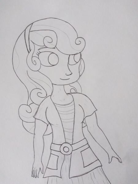 Size: 1280x1707 | Tagged: safe, artist:gojira1604shinomura, derpibooru import, sweetie belle, human, equestria girls, equestria girls series, clothes, image, jpeg, pencil drawing, sketch, solo, traditional art