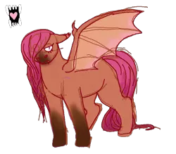 Size: 840x737 | Tagged: safe, artist:dr4m4-qu33n, derpibooru import, oc, bat pony, pony, bat pony oc, bat wings, eye clipping through hair, female, hair over one eye, heart, image, mare, png, simple background, solo, transparent background, wings