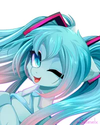 Size: 4000x5000 | Tagged: safe, artist:xsatanielx, derpibooru import, kotobukiya, ponified, pony, anime, hatsune miku, image, kotobukiya hatsune miku pony, png, solo, vocaloid