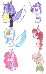 Size: 1112x1775 | Tagged: safe, artist:lilywolfpie-yt, derpibooru import, applejack, fluttershy, pinkie pie, rainbow dash, rarity, twilight sparkle, twilight sparkle (alicorn), alicorn, pony, alternate design, image, mane six, nose piercing, nose ring, piercing, png, simple background, transparent background, twitterina design