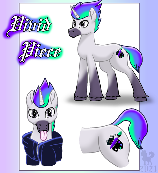 Size: 1314x1440 | Tagged: safe, artist:mrchaosthecunningwlf, artist:ponyvillechaos577, derpibooru import, oc, oc:vivid piece, pony, unicorn, clothes, hoodie, horn, image, male, mlem, png, silly, solo, solo male, stallion, tail, tongue out