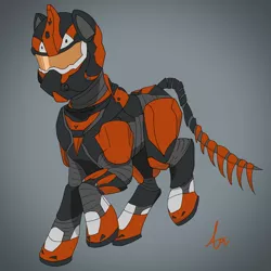 Size: 1024x1024 | Tagged: safe, artist:biergarten13, derpibooru import, kirin oc, oc, oc:down fall, unofficial characters only, kirin, armor, colored, halo, halo (series), ibispaint x, image, png, power armor, spartan, spartan armor