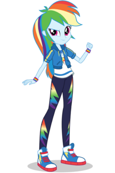 Size: 225x338 | Tagged: safe, artist:ftvs-cm45, derpibooru import, rainbow dash, equestria girls, eqg promo pose set, female, image, multicolored hair, png, rainbow hair, shadow, simple background, smiling, solo, standing, transparent background, vector