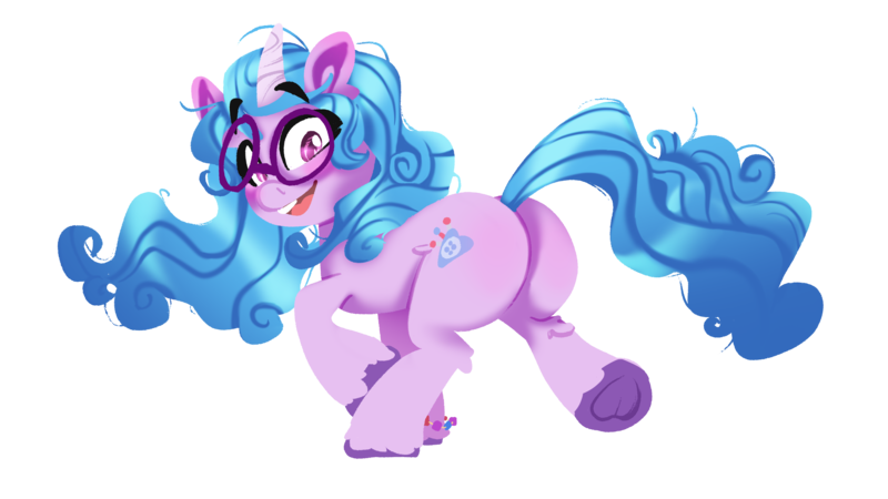 Size: 3840x2160 | Tagged: safe, artist:zvn, derpibooru import, izzy moonbow, pony, unicorn, g5, glasses, image, looking back, png, running, solo