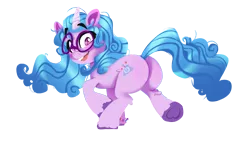 Size: 3840x2160 | Tagged: safe, artist:zvn, derpibooru import, izzy moonbow, pony, unicorn, g5, glasses, image, looking back, png, running, solo