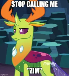 Size: 500x551 | Tagged: safe, derpibooru import, edit, edited screencap, screencap, thorax, changedling, changeling, season 9, uprooted, spoiler:s09, changeling king, frown, image, invader zim, jpeg, king thorax, male, meme, raised eyebrow, solo, text, thorax is not amused, unamused