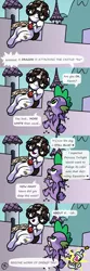 Size: 1600x4800 | Tagged: safe, artist:pony4koma, derpibooru import, berry punch, berryshine, raven, spike, dragon, earth pony, unicorn, angry, attack, battlement, bottle, canterlot, canterlot castle, climbing, cute, drunk, female, glasses, go home you're drunk, go to sleep, hair bun, image, interspecies, male, necktie, older, older spike, png, raven inkwell, ravenbetes, ravenspike, screaming, secretary, shipping, smiling, spikabetes, straight, tail, tail bun, wine bottle, winged spike, wings