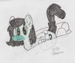 Size: 2410x2028 | Tagged: safe, artist:anonymous, oc, oc:anonfilly, oc:rolling stone, unofficial characters only, pony, taiga pony, female, filly, image, png, raised tail, snow, solo, tail, traditional art