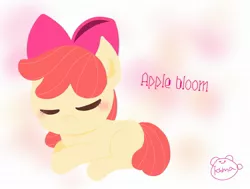 Size: 2048x1548 | Tagged: safe, artist:oekakikumao, derpibooru import, apple bloom, earth pony, pony, female, filly, image, jpeg, sleeping, solo