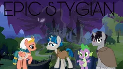 Size: 1280x720 | Tagged: safe, artist:psicol39, derpibooru import, pony of shadows, shadow lock, somnambula, spike, stygian, dragon, pegasus, unicorn, castle of the royal pony sisters, image, jpeg