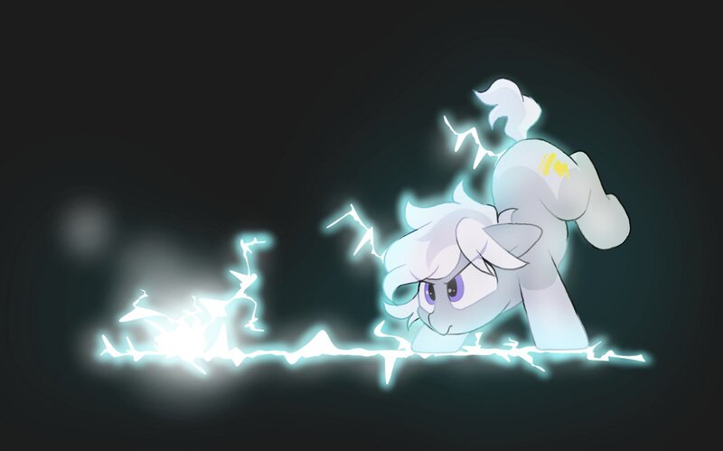 Size: 1478x921 | Tagged: safe, artist:mochi_nation, derpibooru import, oc, oc:silver bolt, unofficial characters only, earth pony, pony, black background, electricity, female, frown, image, jpeg, lightning, mare, simple background, solo, super powers