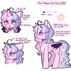 Size: 1280x1280 | Tagged: safe, artist:moon-rose-rosie, derpibooru import, oc, oc:celestial moon, alicorn, pony, female, image, jpeg, mare, reference, solo, two toned wings, wings