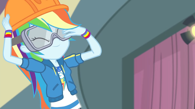 Size: 3410x1920 | Tagged: safe, derpibooru import, screencap, rainbow dash, constructive criticism, equestria girls, equestria girls series, clothes, constructive criticism: rainbow dash, cutie mark, cutie mark on clothes, eyes closed, female, geode of super speed, goggles, helmet, high res, hoodie, image, jewelry, jpeg, magical geodes, necklace, smiling, solo