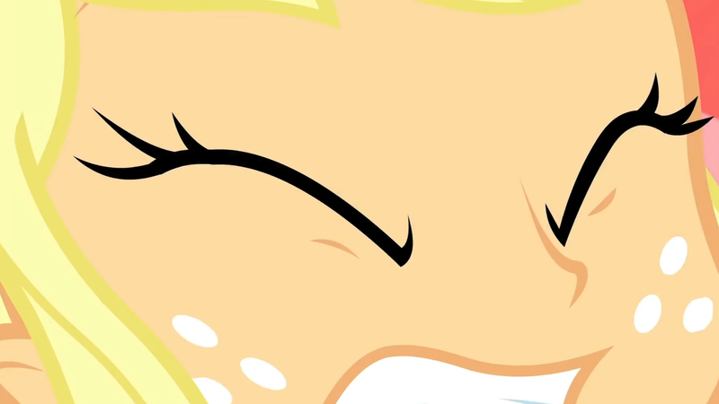 Size: 3410x1920 | Tagged: safe, derpibooru import, screencap, applejack, constructive criticism, equestria girls, equestria girls series, applejack's hat, close-up, clothes, constructive criticism: rainbow dash, cowboy hat, eyes closed, female, hat, high res, image, jpeg, solo