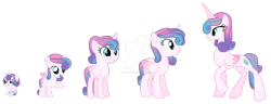 Size: 1280x494 | Tagged: safe, artist:hate-love12, derpibooru import, princess flurry heart, pony, age progression, baby, baby pony, deviantart watermark, female, filly, image, obtrusive watermark, older, older flurry heart, png, simple background, solo, teenager, transparent background, watermark