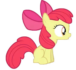 Size: 8192x7557 | Tagged: safe, artist:thatguy1945, derpibooru import, apple bloom, earth pony, pony, :o, absurd resolution, apple bloom's bow, bow, female, filly, hair bow, image, looking sideways, oooooh, open mouth, png, simple background, sitting, solo, transparent background, vector