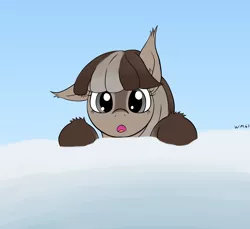 Size: 1720x1576 | Tagged: safe, artist:wapamario63, derpibooru import, oc, oc:winter wonder, unofficial characters only, pony, taiga pony, female, image, mare, peeking, png, simple background, snow