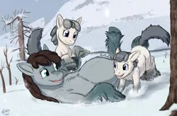 Size: 1825x1200 | Tagged: safe, artist:a0iisa, derpibooru import, oc, unofficial characters only, pony, taiga pony, female, filly, foal, image, jpeg, mare, mountain, snow, tree