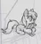 Size: 619x678 | Tagged: safe, artist:marbo, derpibooru import, oc, unnamed oc, unofficial characters only, fish, pony, taiga pony, black and white, ear fluff, female, filly, foal, grayscale, image, monochrome, png, simple background, sketch, white background