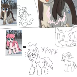 Size: 1280x1280 | Tagged: safe, artist:marbo, artist:xleadmarex, derpibooru import, edit, editor:xleadmarex, oc, oc:fluffle puff, oc:frosty flakes, unnamed oc, unofficial characters only, earth pony, pony, taiga pony, belly fluff, chest fluff, comic, female, heart eyes, image, mare, open mouth, png, recolor, redesign, simple background, snow, white background, wingding eyes