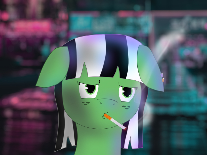 Size: 1890x1417 | Tagged: safe, artist:vilkathewolf, derpibooru import, oc, unofficial characters only, pegasus, cigarette, cigarette smoke, depressed, freckles, image, jpeg, piercing, solo