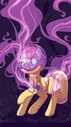 Size: 1274x2283 | Tagged: safe, artist:euzeyccr, derpibooru import, oc, oc:puppysmiles, earth pony, pony, fallout equestria, fallout equestria: pink eyes, fanfic, canterlot ghost, canterlot ghoul, fanfic art, female, filly, hazmat suit, image, legends of the three kingdoms, pink cloud, png, simple background, solo