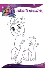 Size: 1500x2400 | Tagged: safe, derpibooru import, official, hitch trailblazer, earth pony, pony, my little pony: a new generation, amazon.com, black and white, coloring page, g5, grayscale, image, jpeg, male, monochrome, my little pony: a new generation logo, outline, simple background, solo, stallion, text, white background