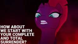 Size: 1280x720 | Tagged: safe, derpibooru import, edit, edited screencap, editor:quoterific, screencap, tempest shadow, pony, unicorn, my little pony: the movie, broken horn, female, horn, image, jpeg, mare, open mouth, solo