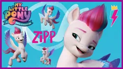 Size: 1280x720 | Tagged: safe, derpibooru import, official, zipp storm, pegasus, pony, my little pony: a new generation, abstract background, cutie mark, female, g5, image, jpeg, mare, my little pony: a new generation logo, self ponidox, text, youtube, youtube thumbnail