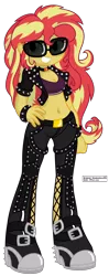 Size: 2114x5325 | Tagged: safe, artist:dtavs.exe, artist:shadowhawx95, derpibooru import, sunset shimmer, equestria girls, belly button, breasts, cleavage, colored, female, high res, image, monochrome, png, rocker, simple background, solo, transparent background