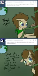 Size: 650x1302 | Tagged: safe, artist:toadstool-prancer, derpibooru import, doctor whooves, time turner, oc, oc:tantamount, pony, disguise, disguised changeling, image, mouth hold, png, solo, tantamount time turner, vine