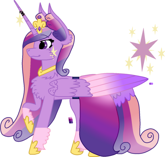 Size: 1024x978 | Tagged: safe, artist:athenamoon5862, derpibooru import, princess cadance, twilight sparkle, twilight sparkle (alicorn), alicorn, pony, alternate design, alternate universe, image, png, princess of love, solo, ultimate twilight