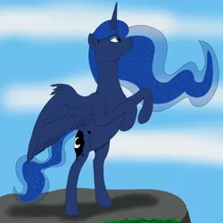 Size: 2000x2000 | Tagged: safe, artist:lord atlantean, derpibooru import, princess luna, alicorn, pony, bipedal, female, image, jpeg, mare, solo