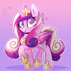 Size: 2000x2000 | Tagged: safe, artist:splashofsweet, derpibooru import, princess cadance, alicorn, pony, :p, colored pupils, crown, cute, cutedance, female, happy, heart, high res, hoof shoes, image, jewelry, jpeg, looking at you, mare, raised hoof, regalia, smiling, smiling at you, solo, tongue out