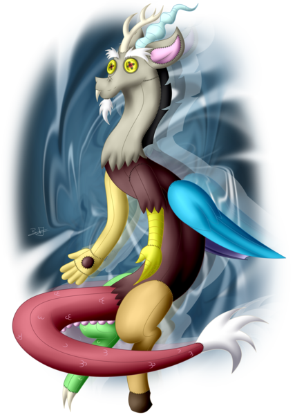 Size: 2417x3397 | Tagged: safe, artist:thebenalpha, derpibooru import, discord, draconequus, button eyes, high res, image, male, plushie, plushification, png, simple background, smiling, solo, transparent background