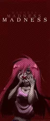 Size: 821x2000 | Tagged: semi-grimdark, artist:gnidagovnida, derpibooru import, pinkie pie, human, 2016, bloodshot eyes, clothes, cutting, face mask, hands on face, humanized, image, insanity, mask, pinkamena diane pie, png, self harm, self harm scars, shirt, solo