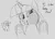 Size: 719x514 | Tagged: safe, artist:jargon scott, derpibooru import, pinkie pie, twilight sparkle, earth pony, pony, against glass, breaking the fourth wall, cheek squish, female, frog (hoof), glass, gray background, grayscale, image, leaning on the fourth wall, mare, monochrome, png, question mark, simple background, squishy cheeks, talking to viewer, underhoof