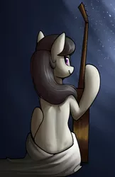 Size: 3300x5100 | Tagged: safe, artist:supermoix, derpibooru import, octavia melody, earth pony, pony, background pony, bow (instrument), cute, image, looking at you, looking back, looking back at you, png, sexy, simple background, solo