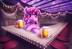 Size: 1750x1200 | Tagged: safe, artist:rainspeak, derpibooru import, berry punch, berryshine, earth pony, pony, alcohol, beer, fairy lights, image, jpeg, solo