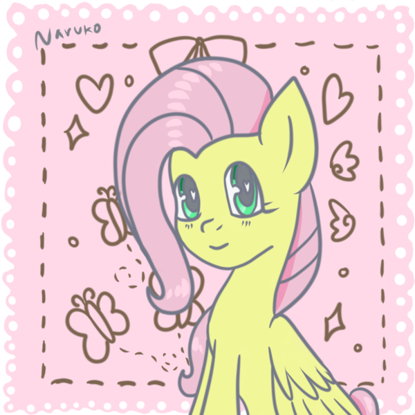 Size: 1000x1000 | Tagged: safe, artist:wrath-marionphauna, derpibooru import, fluttershy, pegasus, pony, abstract background, blushing, bust, female, heart eyes, image, looking at you, mare, png, portrait, smiling, solo, three quarter view, wingding eyes, wings