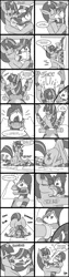 Size: 1200x4800 | Tagged: safe, artist:jamearts, derpibooru import, twilight sparkle, twilight sparkle (alicorn), oc, alicorn, anthro, lizard, pony, anthro with ponies, canon x oc, comic, dialogue, eyes closed, female, grayscale, heart eyes, horn, hug, image, kissing, male, mare, monochrome, png, straight, wingding eyes, wings