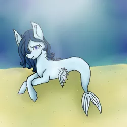 Size: 512x512 | Tagged: safe, artist:faith-is-cheesy, derpibooru import, oc, unofficial characters only, earth pony, merpony, pony, seapony (g4), blue mane, crepuscular rays, female, fins, fish tail, image, lying down, ocean, png, purple eyes, request, smiling, solo, sunlight, tail, underwater, water