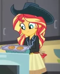 Size: 357x440 | Tagged: safe, derpibooru import, screencap, sunset shimmer, dance magic, equestria girls, spoiler:eqg specials, apple fritter (food), cropped, food, image, png