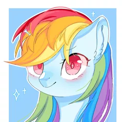 Size: 650x650 | Tagged: safe, artist:白羽夜咕咕叽, derpibooru import, rainbow dash, pegasus, pony, abstract background, bust, ear fluff, female, image, looking at you, mare, png, red eyes, solo, white outline