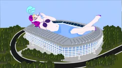 Size: 1280x716 | Tagged: suggestive, artist:oceanrailroader, derpibooru import, queen novo, anthro, my little pony: the movie, female, giantess, image, macro, png, solo, stadium
